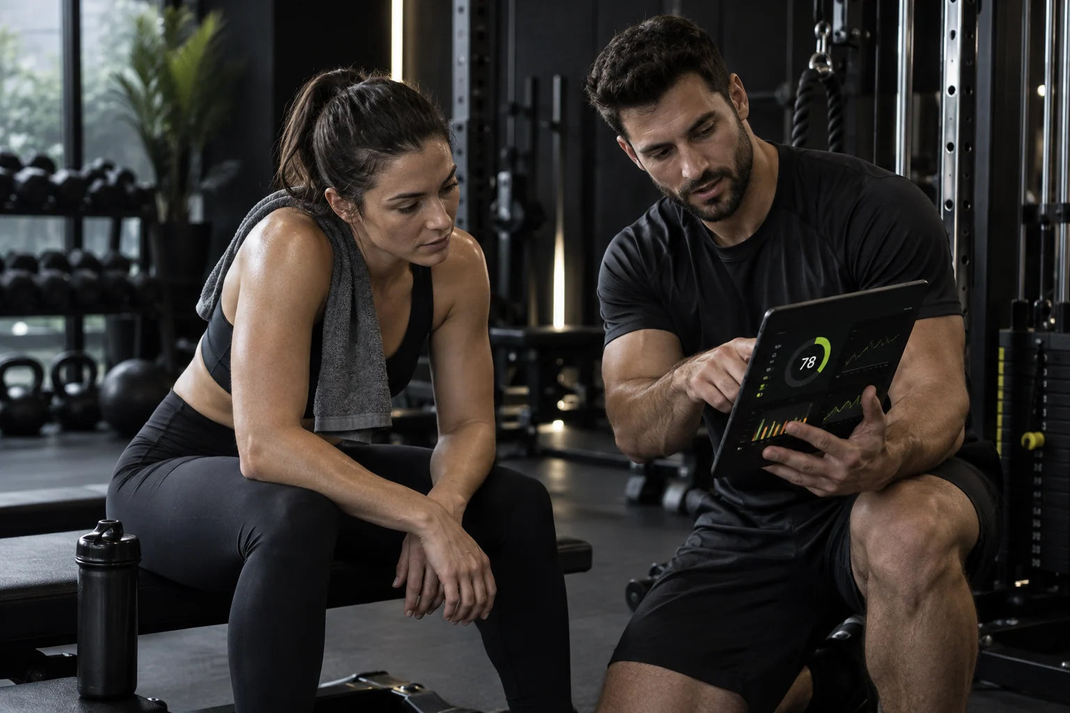 Coach reviewing performance data with a client